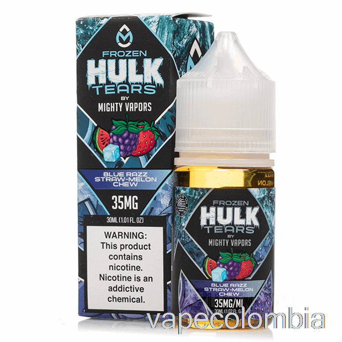 Vape Masticable Desechable De Melón Paja Razz Azul Congelado - Sales De Lágrimas De Hulk - 30ml 35mg